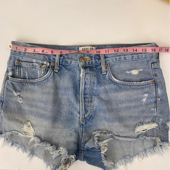 AGOLDE || Parker Vintage Cut Off Short in Swapmeet Distressed Denim Blue 29 - Picture 6 of 7